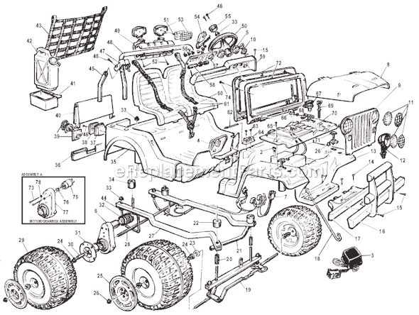 Power Wheels 76248-86370 Jeep Wrangler Page A Diagram