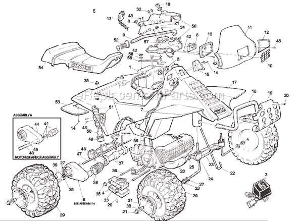 Power Wheels 76816-86570 Suzuki Quad Racer 900 Page A Diagram