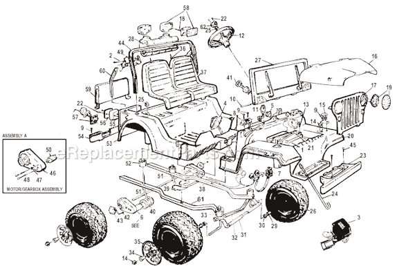 Power Wheels 76817-86225 Jeep Page A Diagram