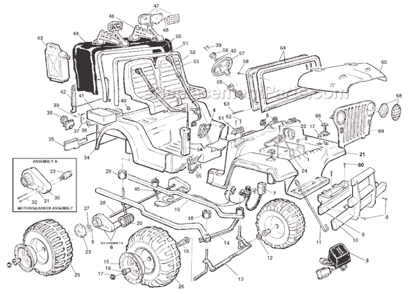 Power Wheels 76820-9993 (Before 08-17-95) Jeep Commando Page A Diagram