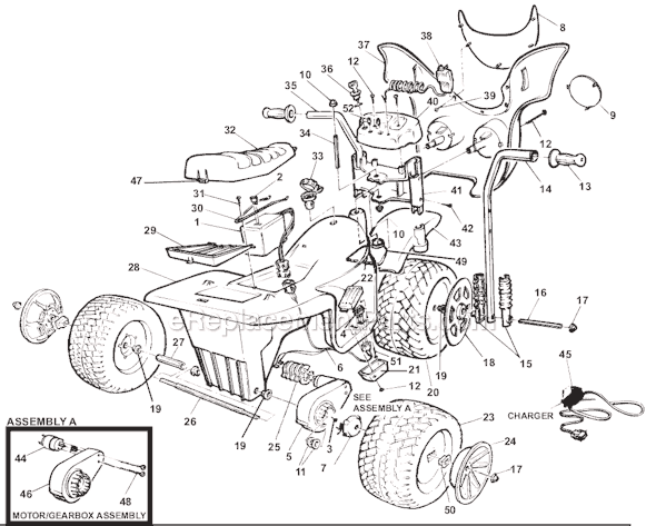 Power Wheels 78541-9563 Kawasaki ZX-7 Page A Diagram