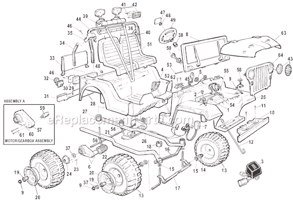Power Wheels 78606-9993 Jeep 4 X 4 Page A Diagram