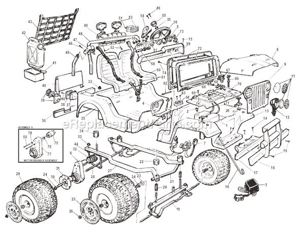 Power Wheels 78608-86255 Jeep Sand Blaster Page A Diagram