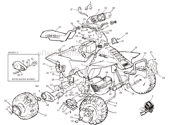 Power Wheels 78680-86560 Cycle Sound Suzuki Quad Racer Page A Diagram