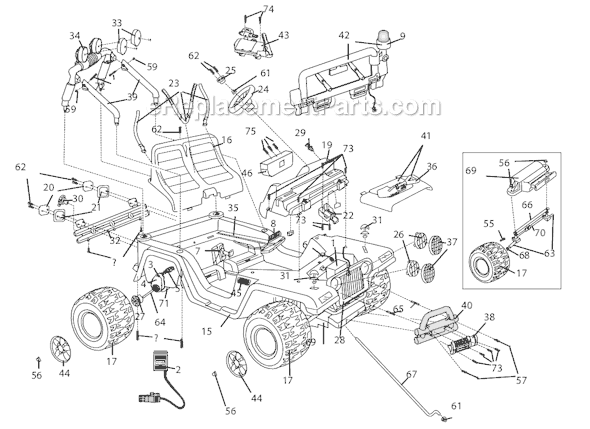 Power Wheels B0155-9993 Fire Rescue Jeep Page A Diagram