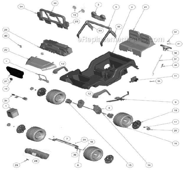 Power Wheels BCK85 Jeep Wrangler - Advanced Series Page A Diagram