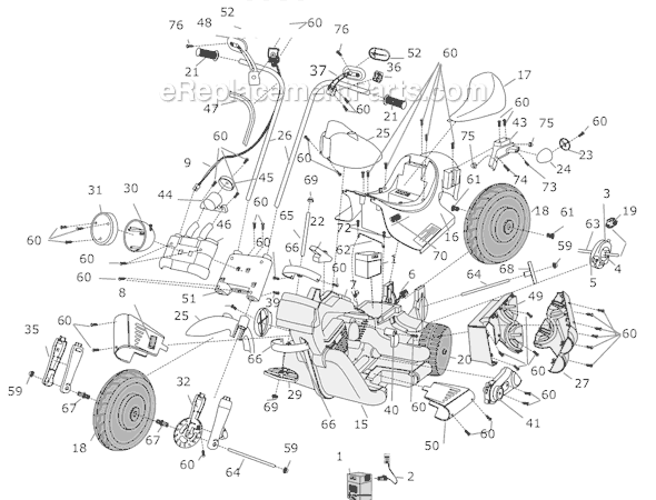 Power Wheels H4808 Classic Chrome Harley Page A Diagram