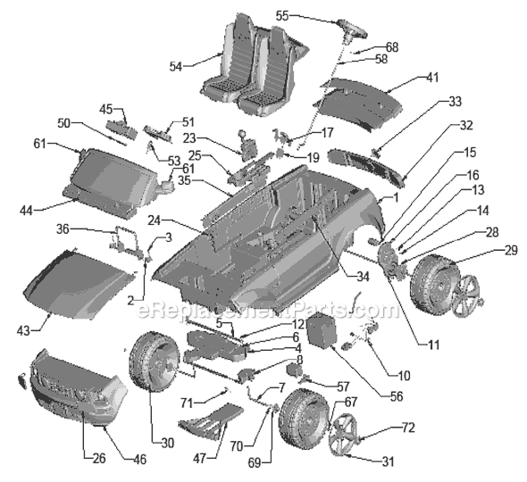 Power Wheels J4390 Ford Mustang Page A Diagram