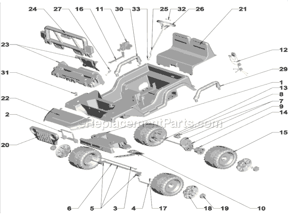 Power Wheels N1476 Jeep Rubicon Page A Diagram