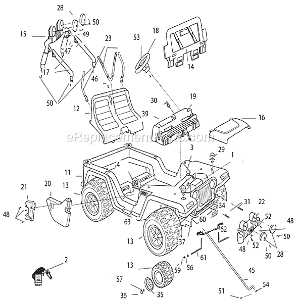Power Wheels T8396 12-V Barbie Jammin Jeep Page A Diagram