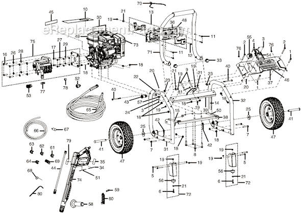 Ridgid RD80763 3300 PSI / 2.8 GPM Connection Pressure Washer Page A Diagram