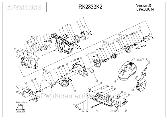 Rockwell RK2833K2 18-Volt 5-1/2" Cordless Circular Saw Page A Diagram