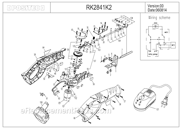 Rockwell RK2841K2 18-volt Cordless Reciprocating Saw Page A Diagram