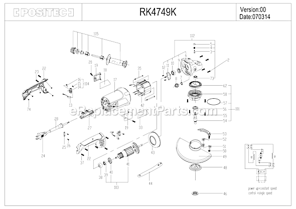 Rockwell RK4749K Angle Grinder Page A Diagram