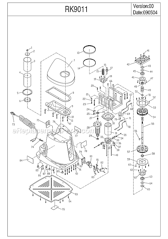 Rockwell RK9011 Oscillating Spindle Sander Page A Diagram