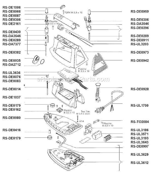 Rowenta DE57.1 Surfline Iron Page A Diagram