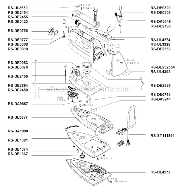 Rowenta DE836B Professional Iron Page A Diagram