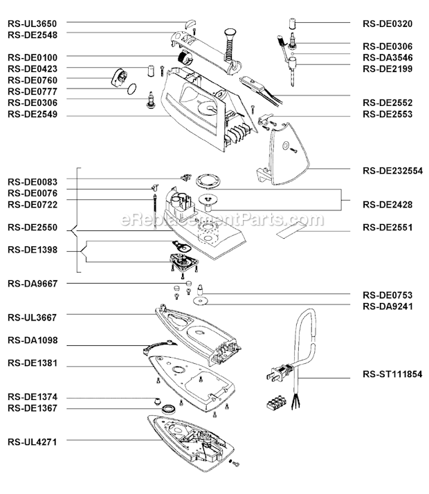 Rowenta DE871B Professional Iron Page A Diagram