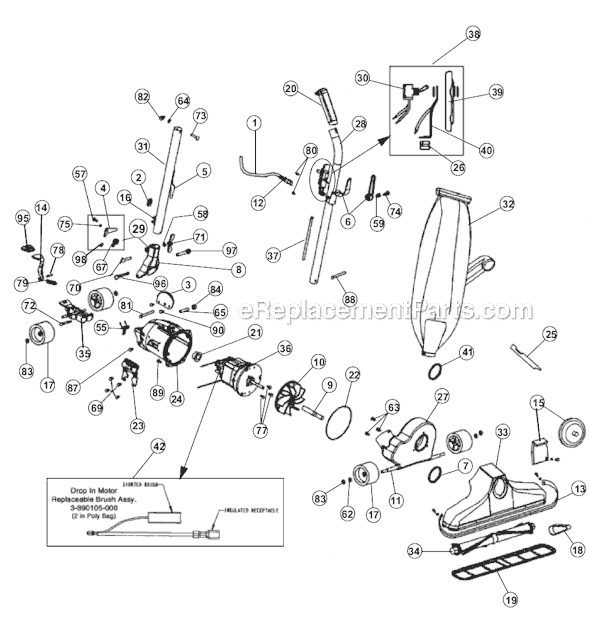 Royal 1025 Metal Upright Vacuum Page A Diagram