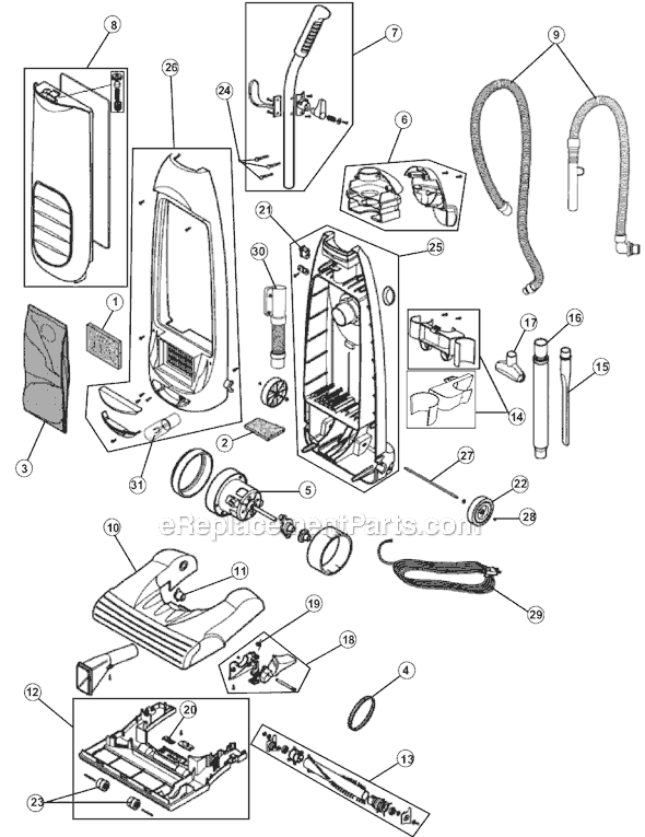Royal RY5300 Bagged Upright Vacuum Page A Diagram