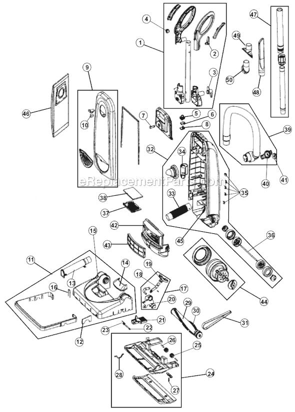 Royal RY9750 Eminence Upright Vacuum Page A Diagram