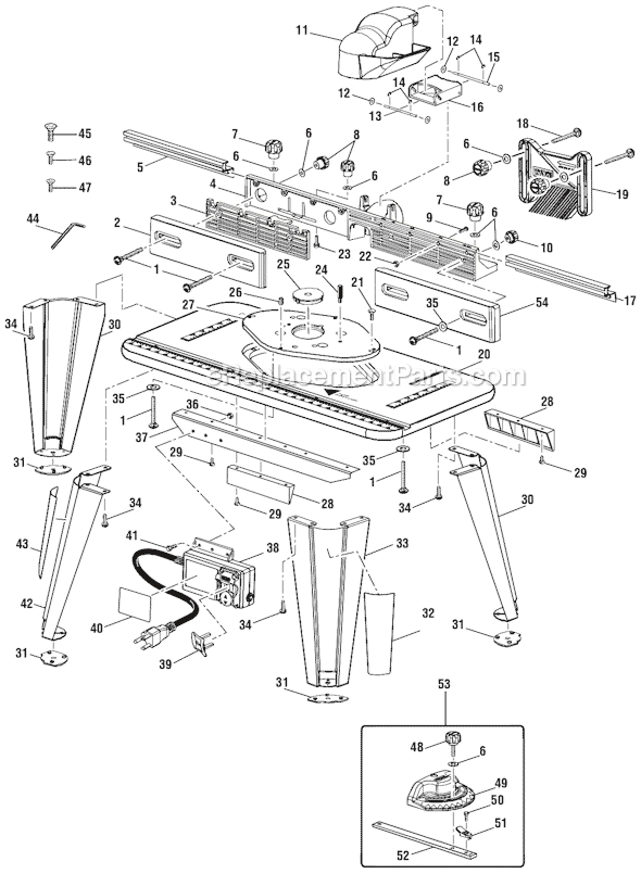 Ryobi A25RT02 Router Table Page A Diagram