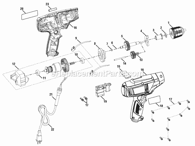 Ryobi D42G 3/8-In. Drill Double Insulated General_Assembly Diagram