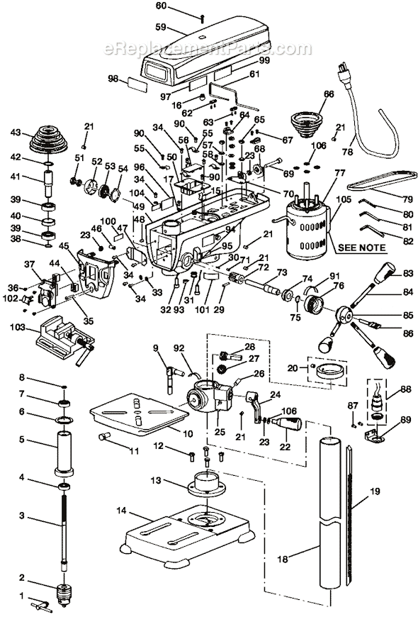 Ryobi DP102L Parts List and Diagram : eReplacementParts.com