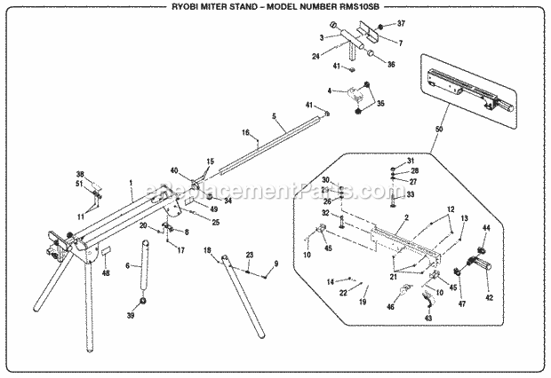 Ryobi RMS10SB Miter Stand General_Assembly Diagram