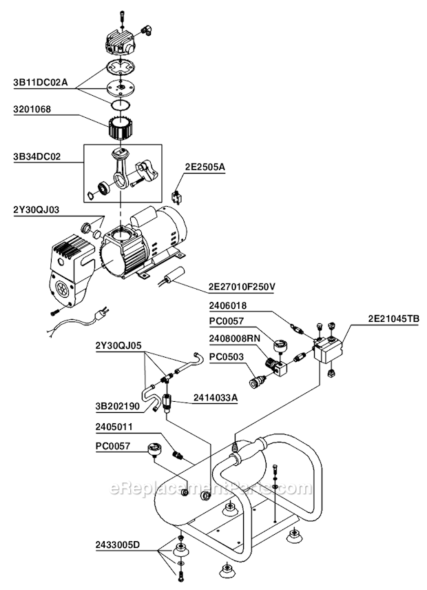 Senco PC1010 1/2 HP Electric Air Compressor Page A Diagram