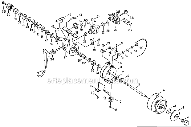Shakespeare 230 Outcast Rear Drag Spinning Reel Page A Diagram