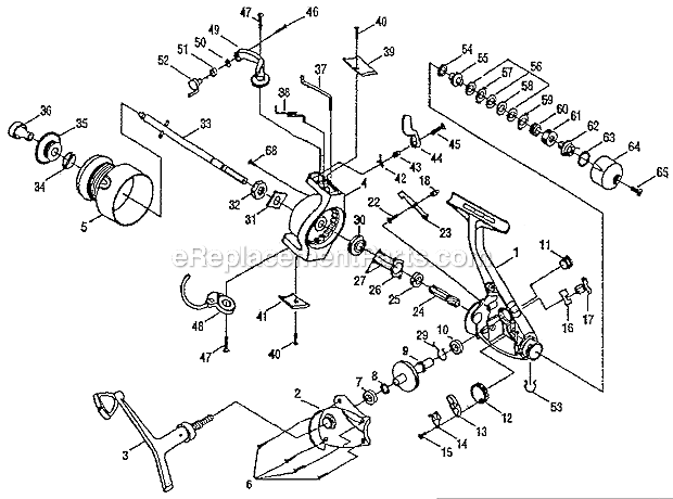 Shakespeare 2835R Synergy Rear Drag Spinning Reel Page A Diagram