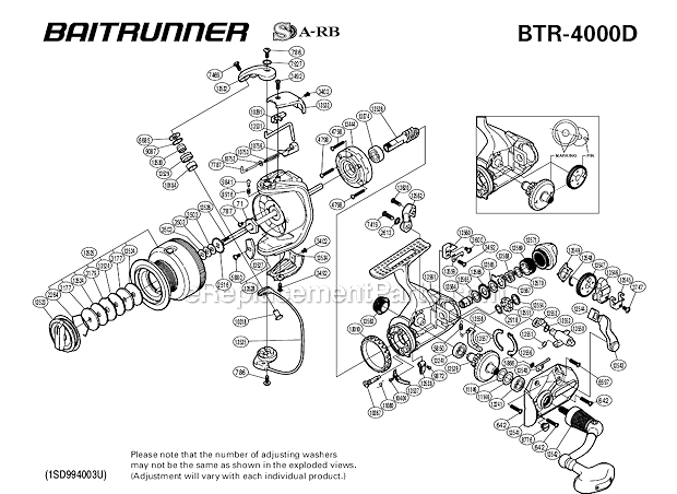 Shimano BTR-4000D Baitrunner Spinning Reel Page A Diagram