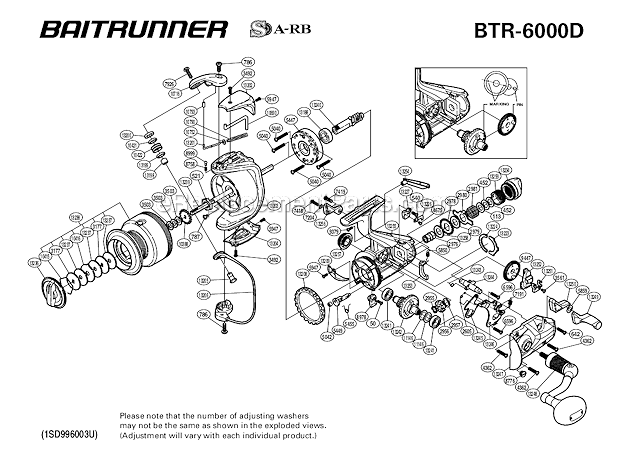 Shimano BTR-6000D Baitrunner Spinning Reel Page A Diagram