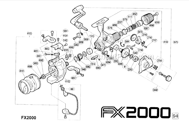 Shimano FX2000 Spinning Reel FX Page A Diagram