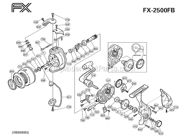 Shimano FX2500FB Spinning Reel FX Page A Diagram