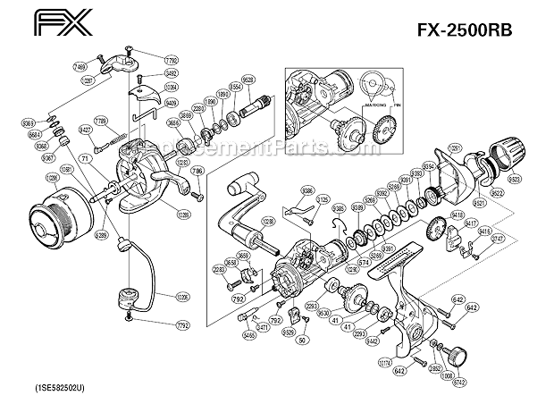 Shimano FX2500RB Spinning Reel FX Page A Diagram