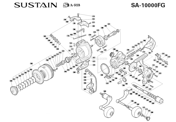 Shimano SA-10000FG Sustain Spinning Reel Page A Diagram
