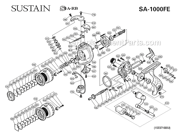 Shimano SA-1000FE Sustain Spinning Reel Page A Diagram