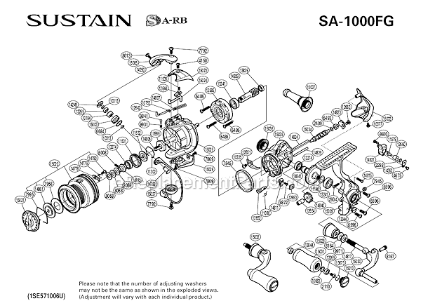Shimano SA-1000FG Sustain FG Spinning Reel Page A Diagram