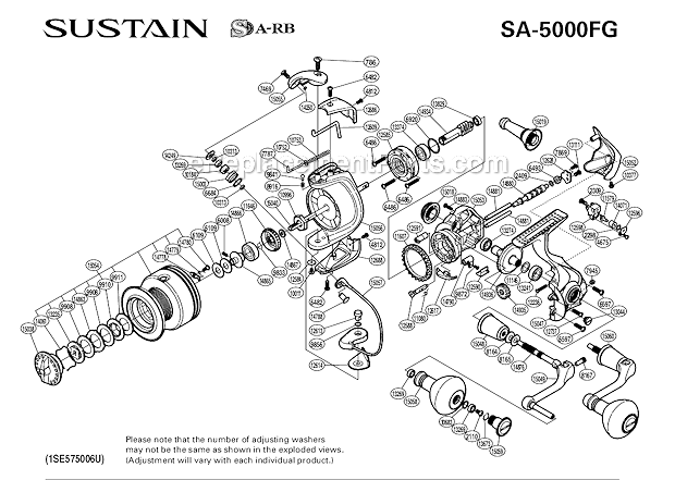 Shimano SA-5000FG Sustain FG Spinning Reel Page A Diagram