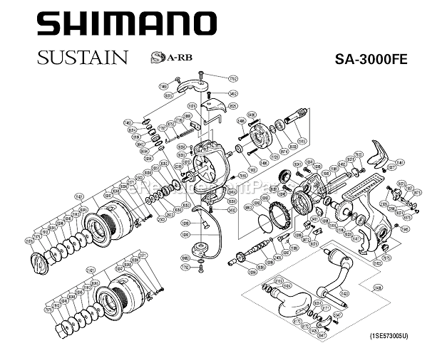 Shimano SA3000FE Spinning Reel Sustain Page A Diagram