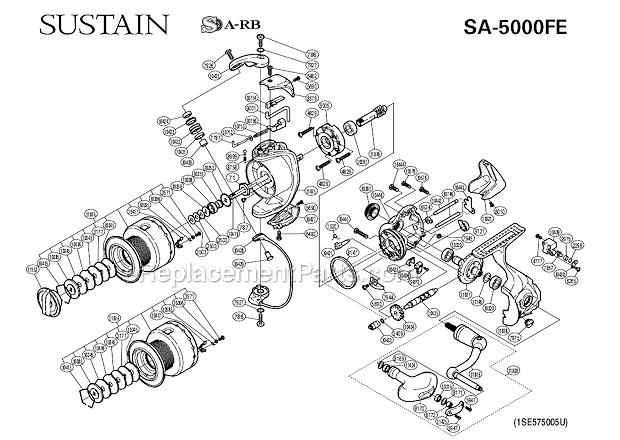Shimano SA5000FE Sustain Spinning Reel Page A Diagram