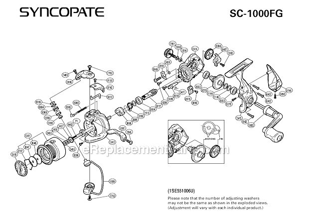 Shimano SC-1000FG Syncopate Spinning Reel Page A Diagram
