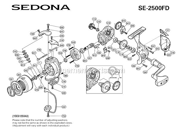 Shimano SE-2500FD Sedona Spinning Reel Page A Diagram
