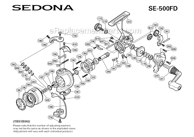 Shimano SE-500FD Sedona Spinning Reel Page A Diagram