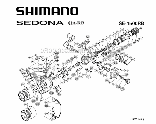 Shimano SE1500RB Sprinning Reel Sedona Page A Diagram