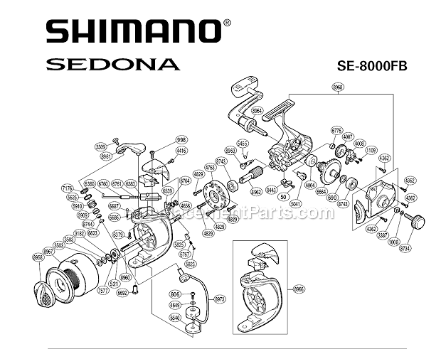 Shimano SE8000FB Sprinning Reel Sedona Page A Diagram