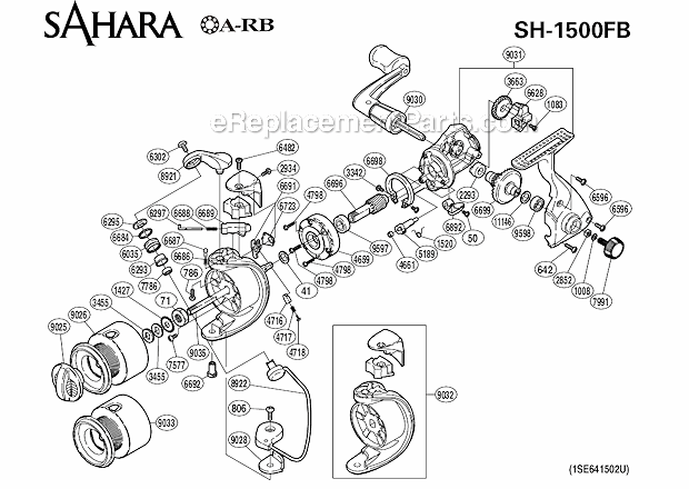 Shimano SH1500FB Sahara Spinning Reel Page A Diagram