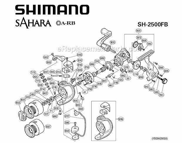 Shimano SH2500FB Sprinning Reel Sahara Page A Diagram